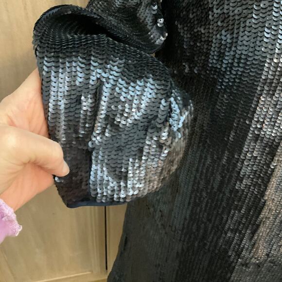 J.Crew Tie V-Back Sequin 3/4 Sleeve Mini Dress Size 4 Navy Holiday Disco NWT - Picture 15 of 15